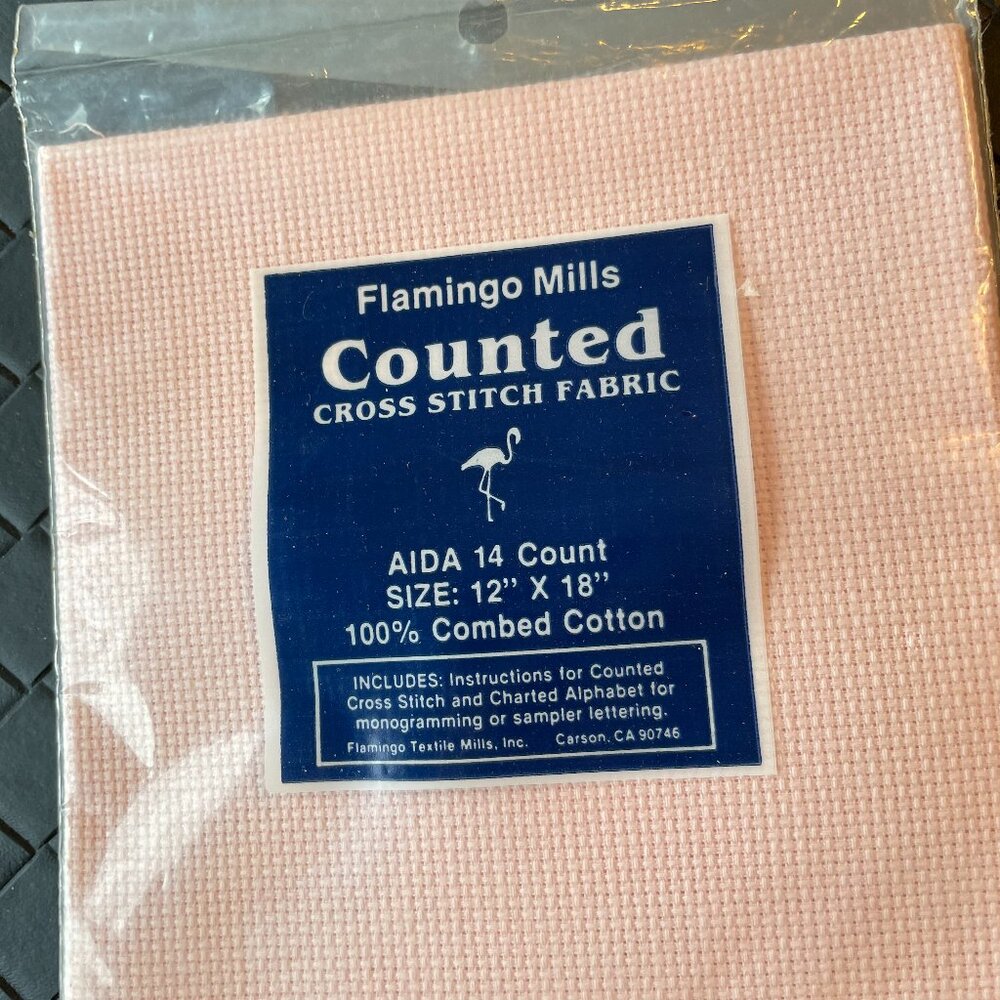 Flamingo Mills Counted Cross Stitch Fabric Pink 12" x 18" New
